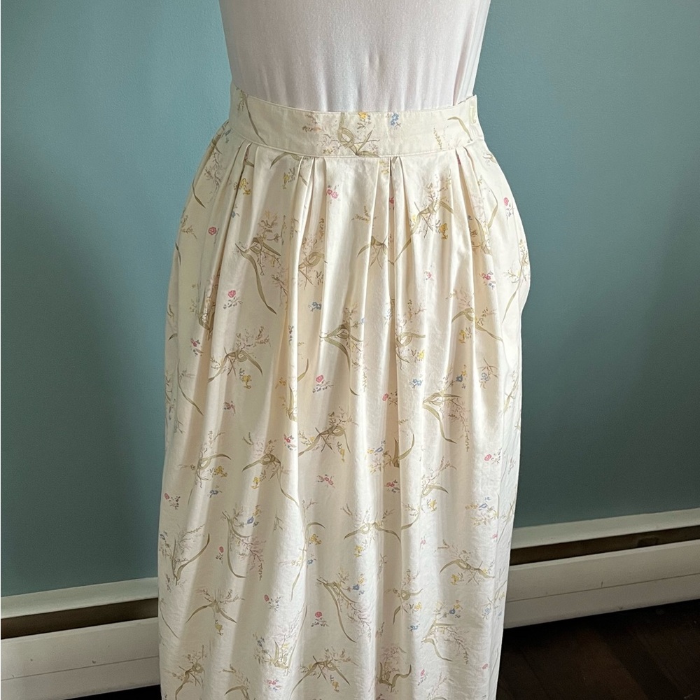 Vintage Outback Red - Cream Midi A-Line Skirt Pleated